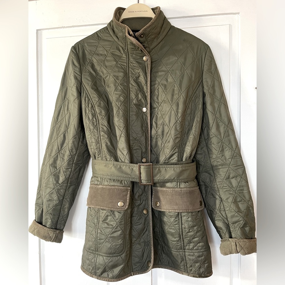 Talbots Fleece-lined Quilted Barn Jacket with or without belt, M